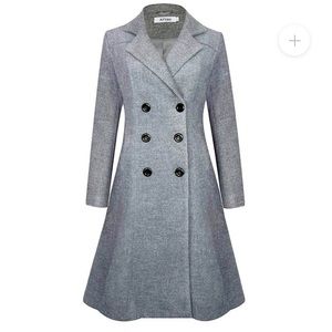 Double Breasted Wool Trench Coat Long Overcoat